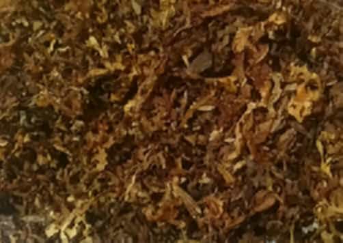 Detailed view of shredded tobacco stems